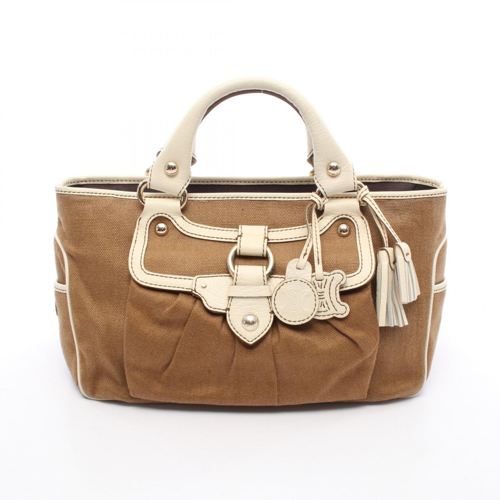 CELINE　セリーヌ　ブギーバッグ　ハンドバッグ　レザー　アイボリー　マカダム CELINE セリーヌ トートバッグ ハンドバッグ レディース ブギー