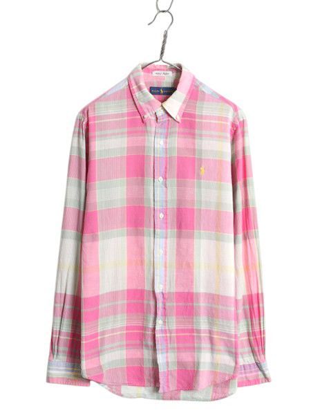 ラルフローレン BDシャツ長袖 インド綿 マドラスチェック ポニー刺繍ロゴ ポロラルフローレン インド綿 マドラスチェック BDシャツ