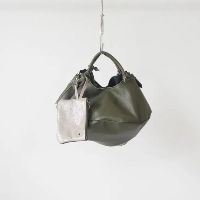 POMTATA ポンタタ | ENVAN TOTE S dark olive | トートバッグ 国産レザー シンプル かわいい オリーブ