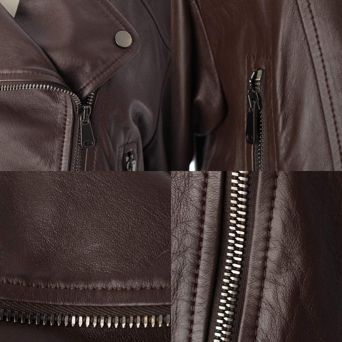 ブルネロクチネリ レザー ジップアップ ライダースジャケット ブラウン  