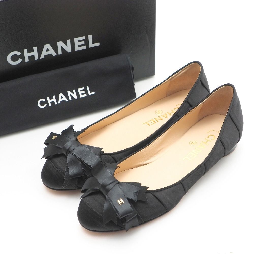 ■ □ 43918★年 CHANEL シャネル パンプス リボン ココマーク CHANEL シャネル パンプス ココマーク リボン付き バレリーナ