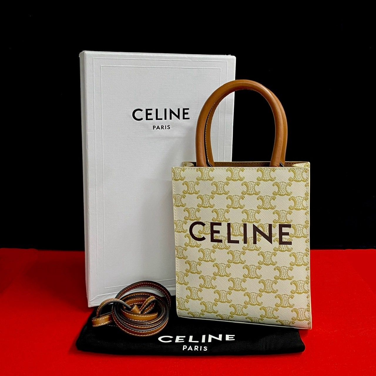未使用保管品 箱袋付 CELINE セリーヌ バーティカルカバ レザー 2way