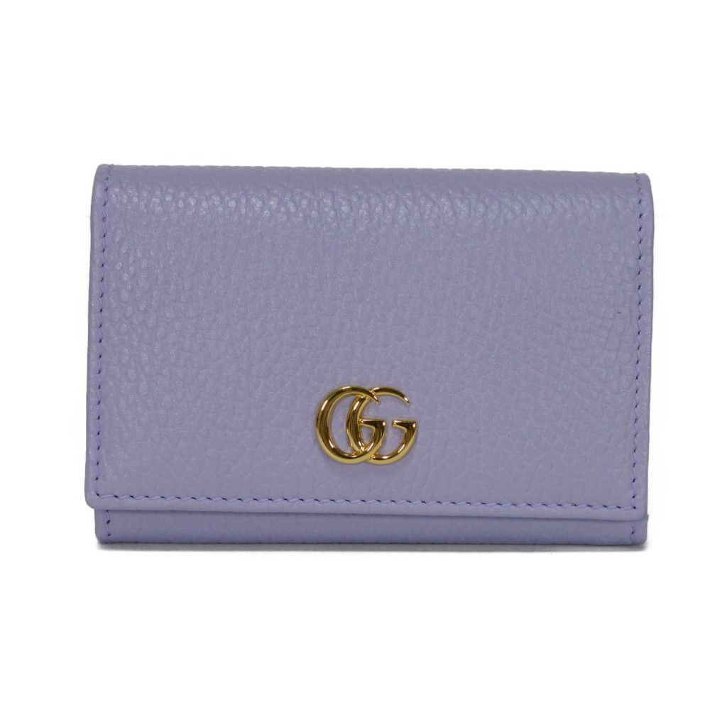 GUCCI グッチ ダブルG バイ カードホルダー 現行 パステル パープル イエロー スナップボタン マチ付き パスケース 名刺入れ GGマーモント ライラック カードケース 739525 CAO2G 5341