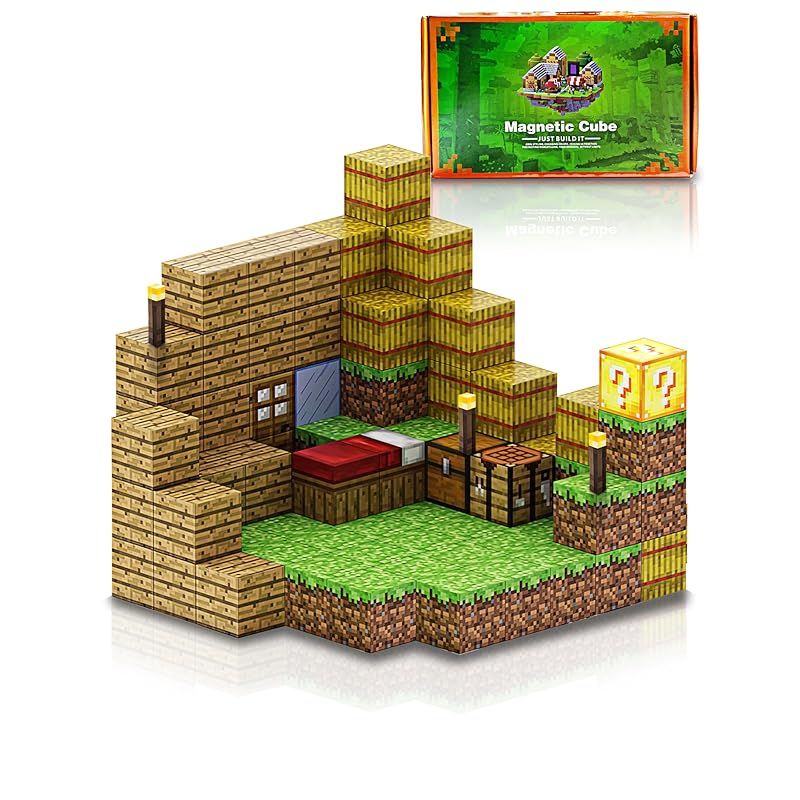 マイクラ風 マグネットブロックセット 磁石 おもちゃ マグブロックセット PX MASTER DIY 磁性構築ブロック ボードゲーム バランスゲーム 磁気ブロックプレイセット マグネットパズル 牧場の小部屋 100ピース 並行輸入品 0