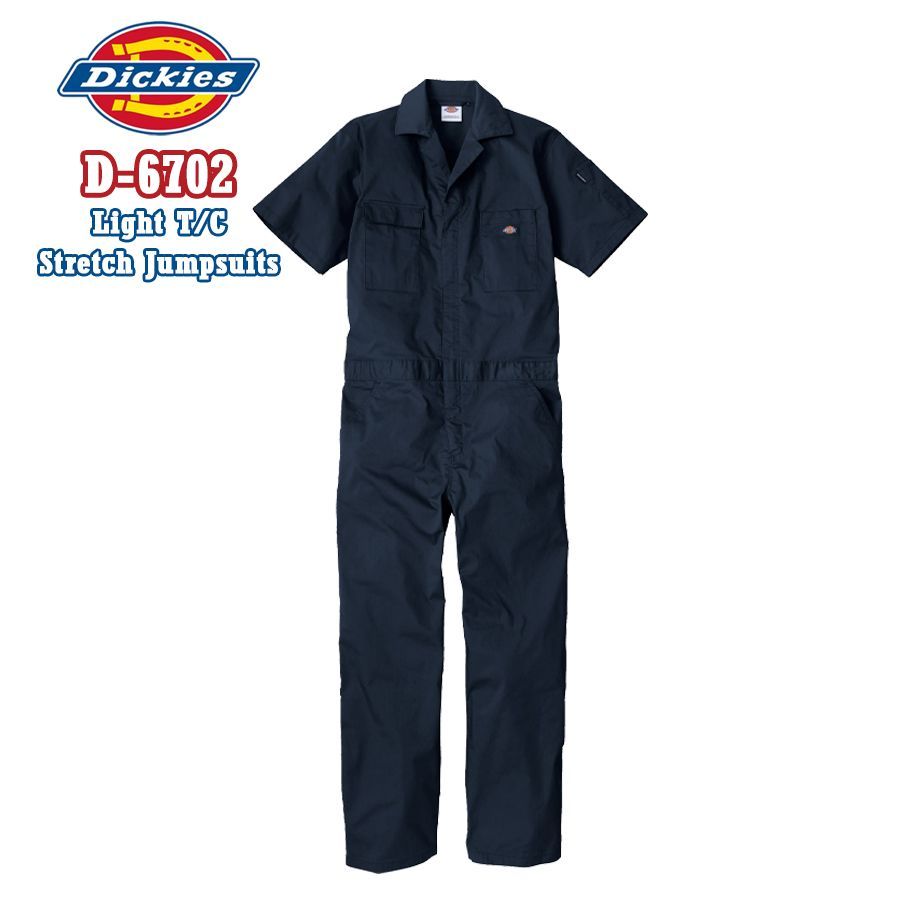 ディッキーズ　D-6702　13.ブラック　M　 ストレッチ　半袖ツナギ ディッキーズ Dickies D-6702 ストレッチ半袖つなぎ 春夏