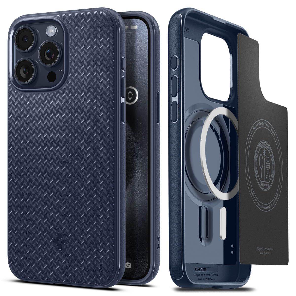 Spigen iPhone 15 Pro Max ケース Magsafe対応 米軍MIL規格 マグ・アーマー・マグフィット ACS06598 (ネイビー・ブルー)