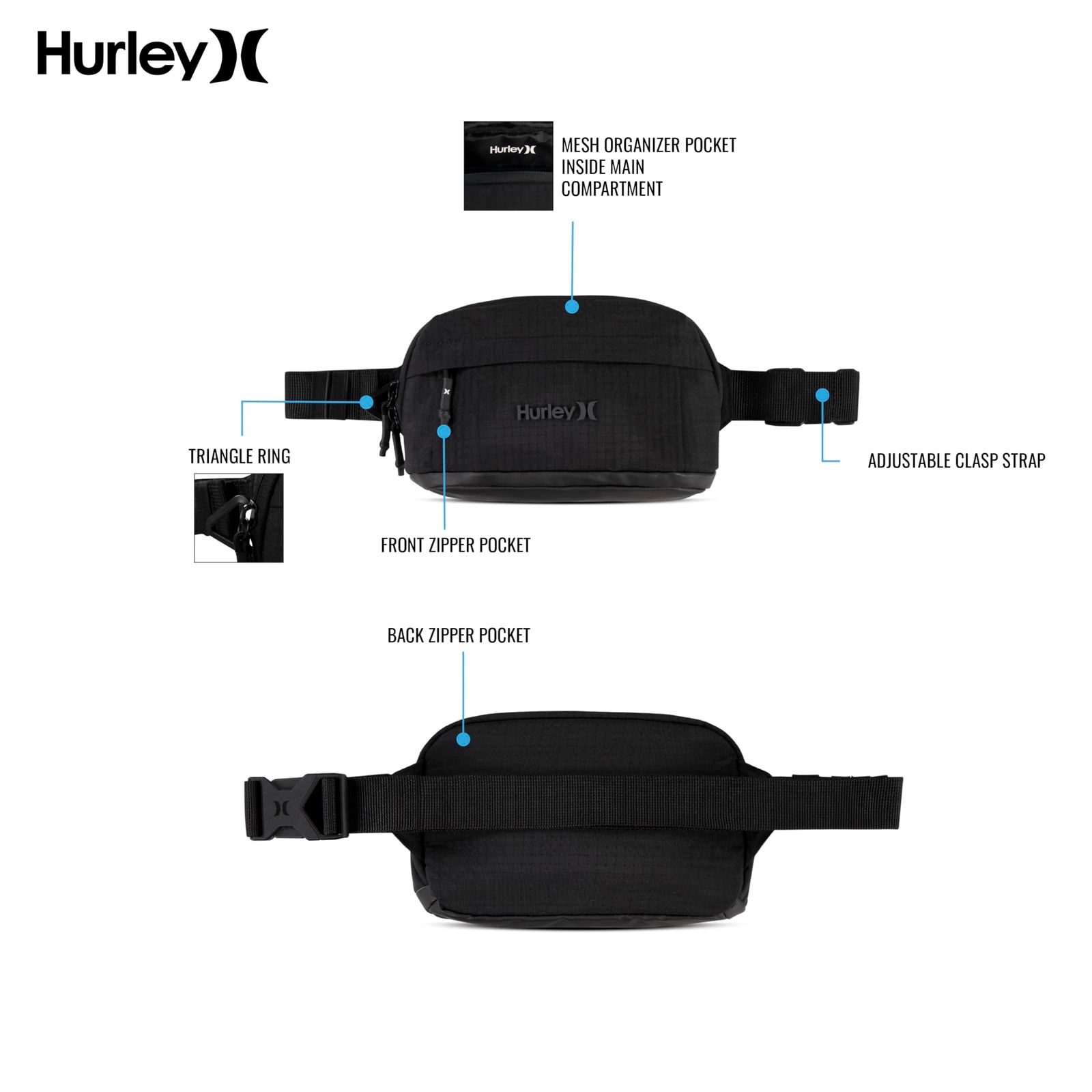 [Hurley] クロスボディバッグ。 Crossbody Bag ディープブラック [ディープブラック] [One Size]