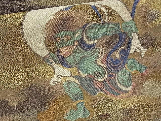 平和屋本店□極上 京の名門 じゅらく謹製 太鼓柄袋帯 聚匠綴 爪織り手