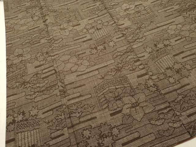 平和屋着物○結城紬 9マルキ 霞草花文 ますいわ屋扱い 正絹 逸品  