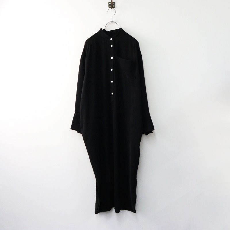 2025AW エンフォルド ENFOLD PEツイル COCOON BLOUSE DRESS 36|ブラック コクーンブラウスドレス ワンピース 2400014408607