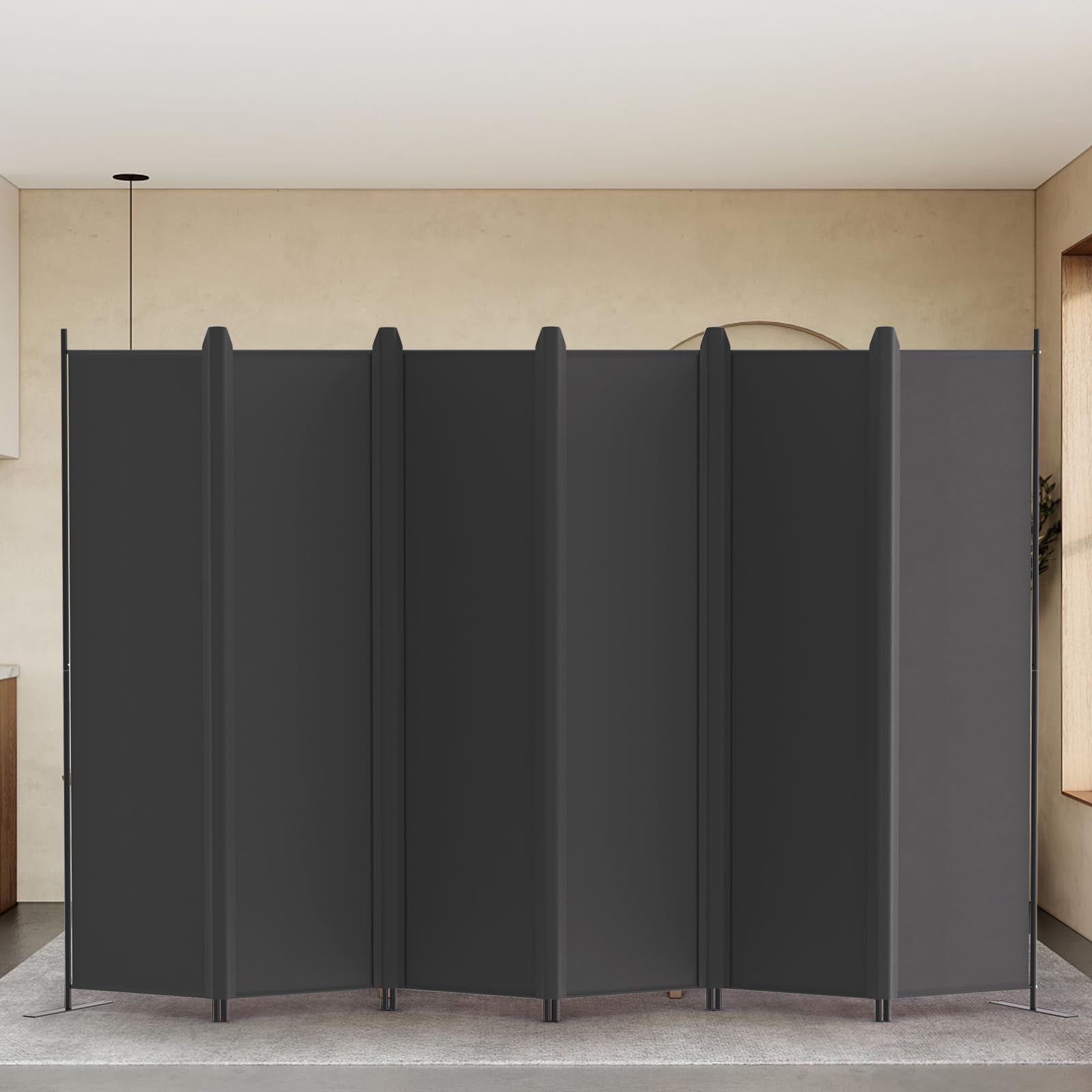 Color:ブラック KELIXU パーテーション 間仕切り 6連 自立式 衝立 カバーストリップ付き 高さ1.8m×幅3m 布タイプ 折りたたみ 仕切りパネル 軽量 クロスパーテーション 目隠し 屏風 おしゃれ 組み