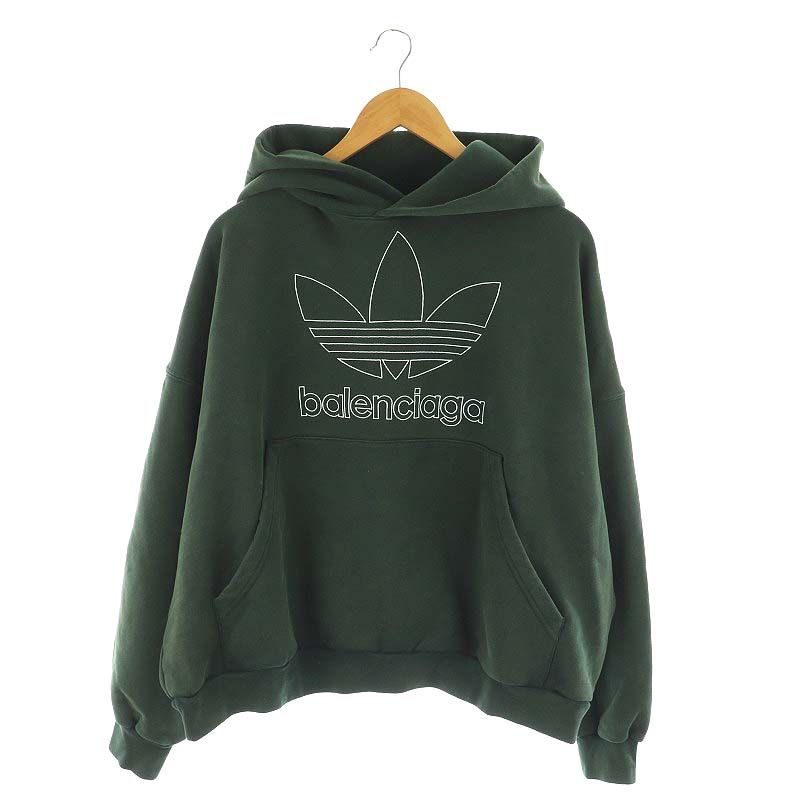 バレンシアガ BALENCIAGA × アディダス ADIDAS 23年 Large Hoodie Oversized フーディー パーカー 長袖 ロゴ 1 緑 グリーン 712396 /MI OS
