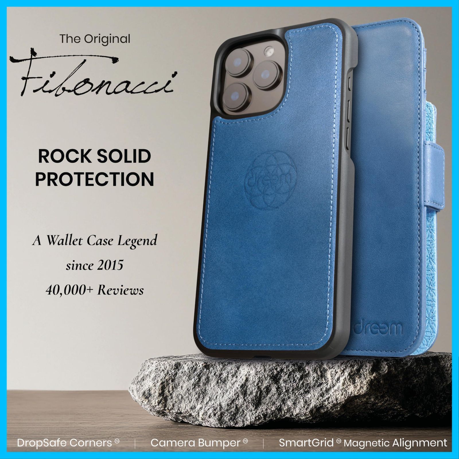 Dreem フィボナッチ Fibonacci 2イン1 財布型ケース Apple iPhone 16 Pro Max用 - ヴィーガンレザー製 マグネット着脱式 耐衝撃 携帯電話ケース RFIDカード保護機能 2通りに使えるフリップスタンド付き