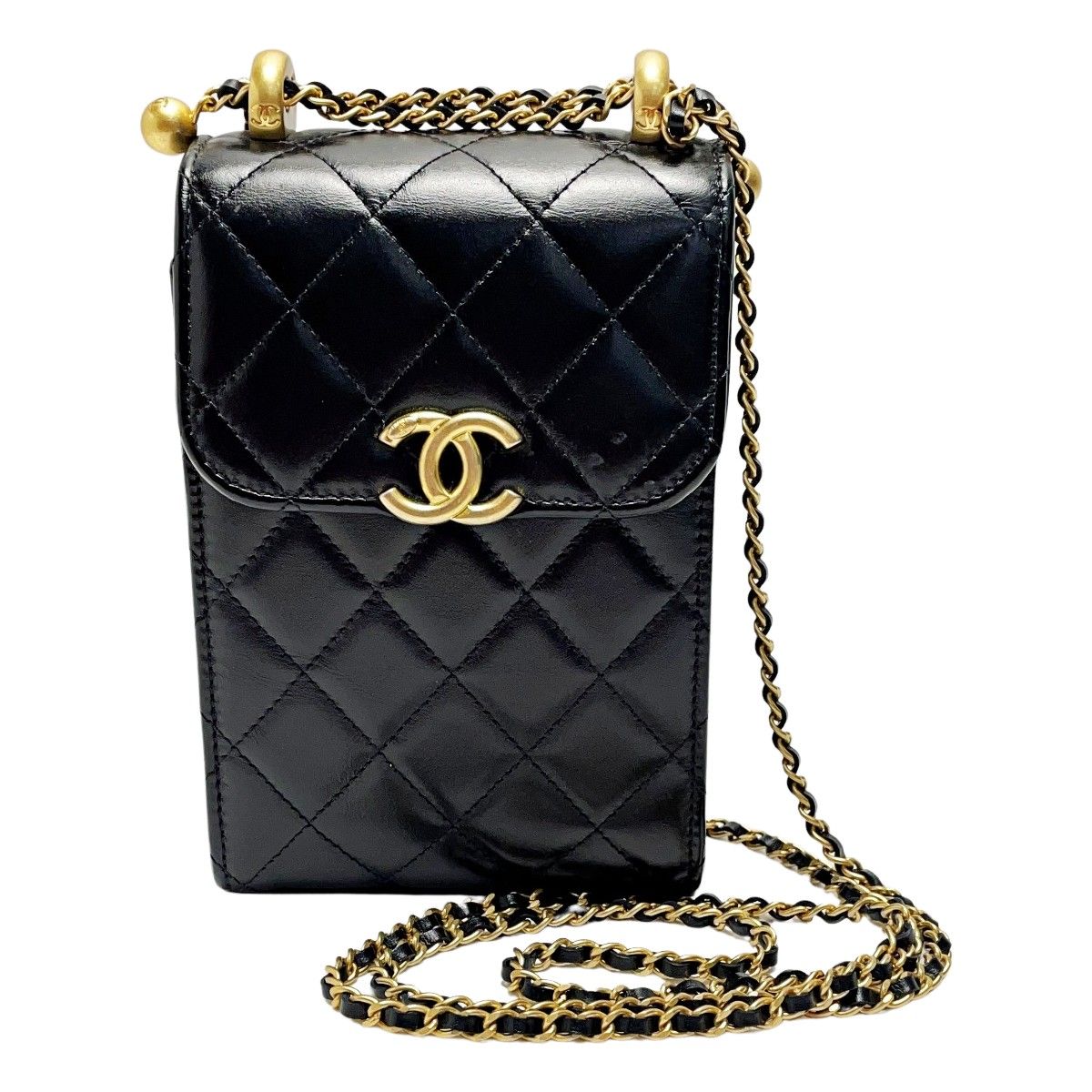 CHANEL シャネル マトラッセ フォンケース AP2291 ブラック チェーン ...