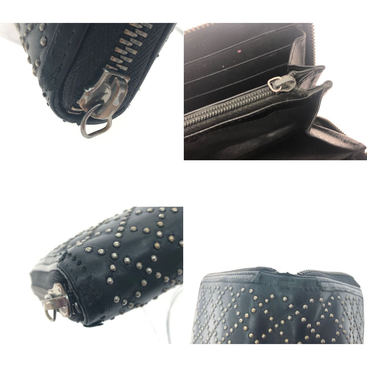 ▽▽GUCCI グッチ ディアマンテ スタッズ ラウンドファスナー 長財布 