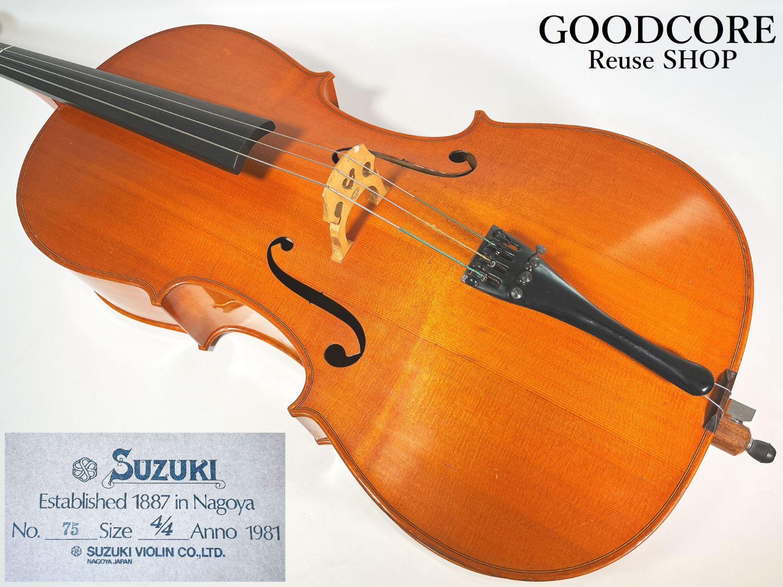 SUZUKI スズキ　チェロ　4/4サイズ　Anno.1953 弓　ケース SUZUKI スズキ チェロ 4/4サイズ Anno.1953 弓 ケース リンツ楽器