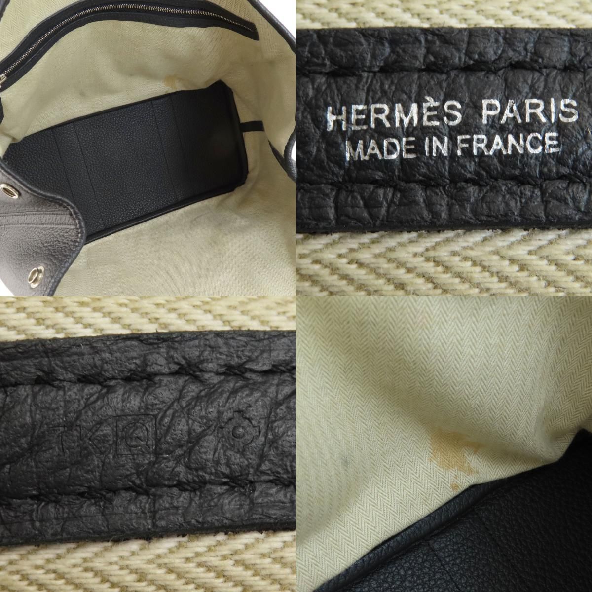 HERMES エルメス ガーデンパーティPM 黒 ブラック シルバー金具 トートバッグ ネゴンダ レディース