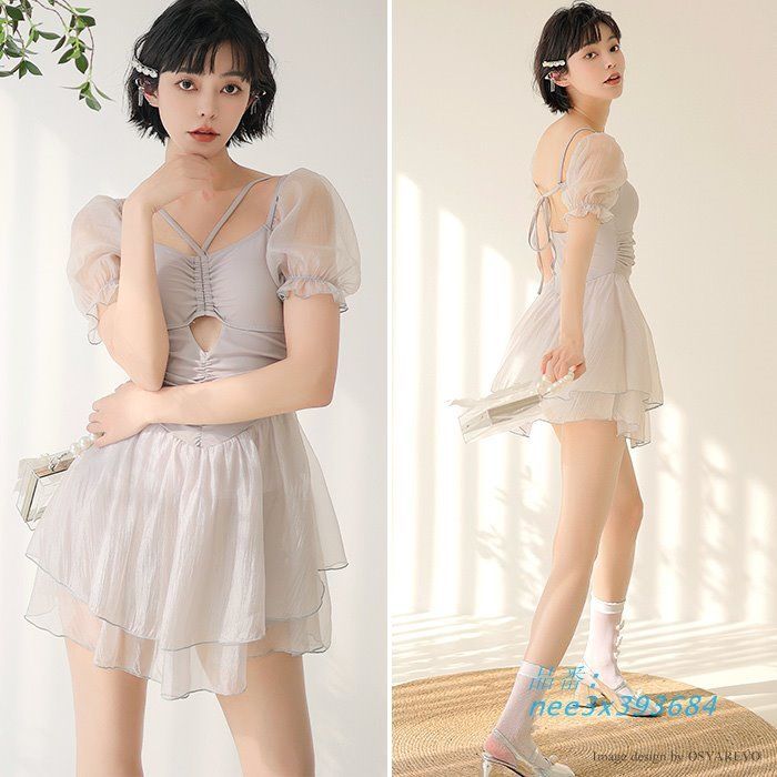 ワンピース水着 ドロストギャザー
