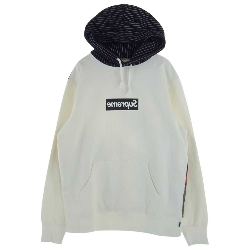 Supreme シュプリーム パーカー 14SS COMME des GARCONS SHIRTS Box Logo Pullover  ギャルソンシャツ ボックスロゴ プルオーバー パーカー ホワイト系 マルチカラー系 M【中古】