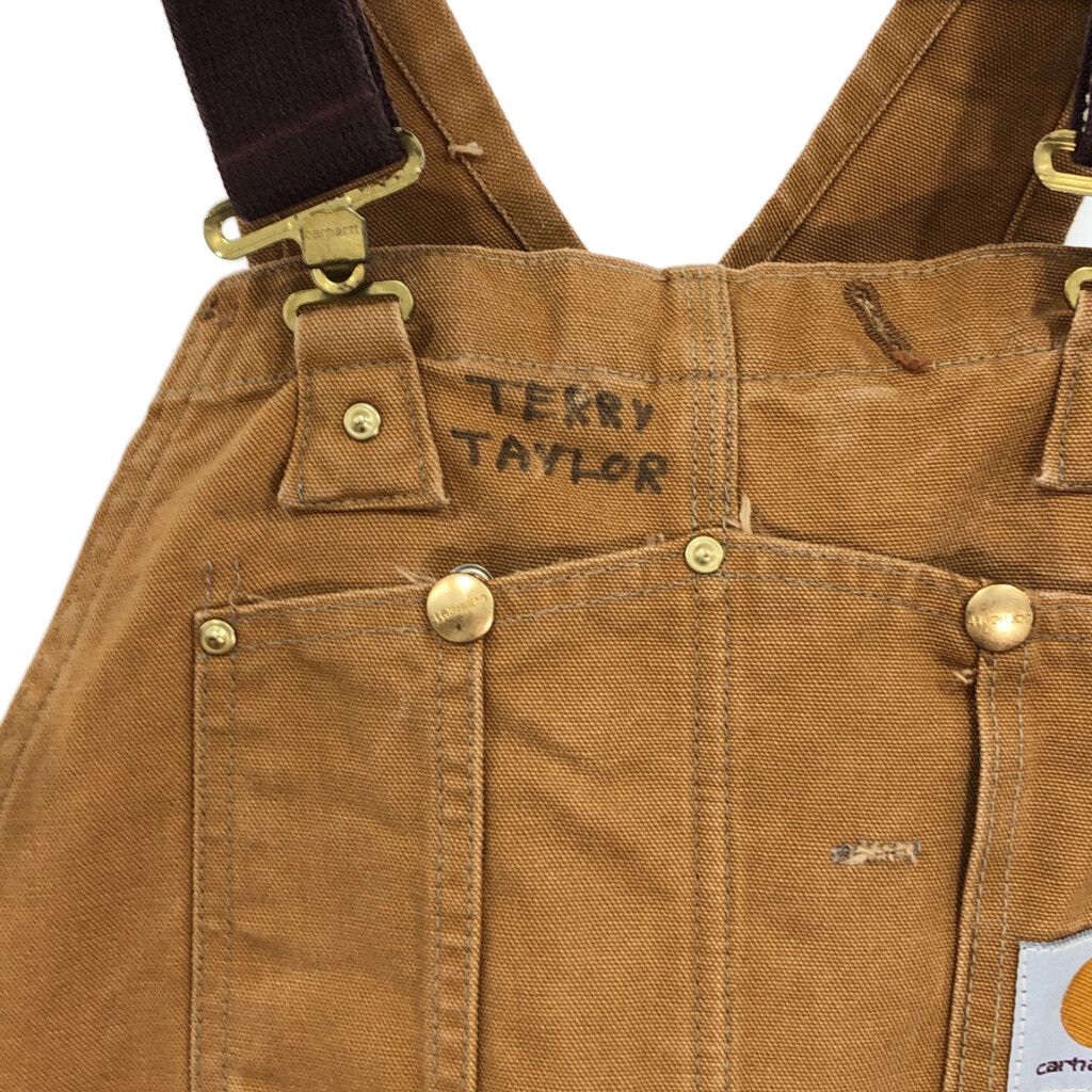 Carhartt カーハート ダック ダブルニー ビブオーバーオール オーバーオール ブラウン (メンズ 37/26相当) 中古 古着 R4452