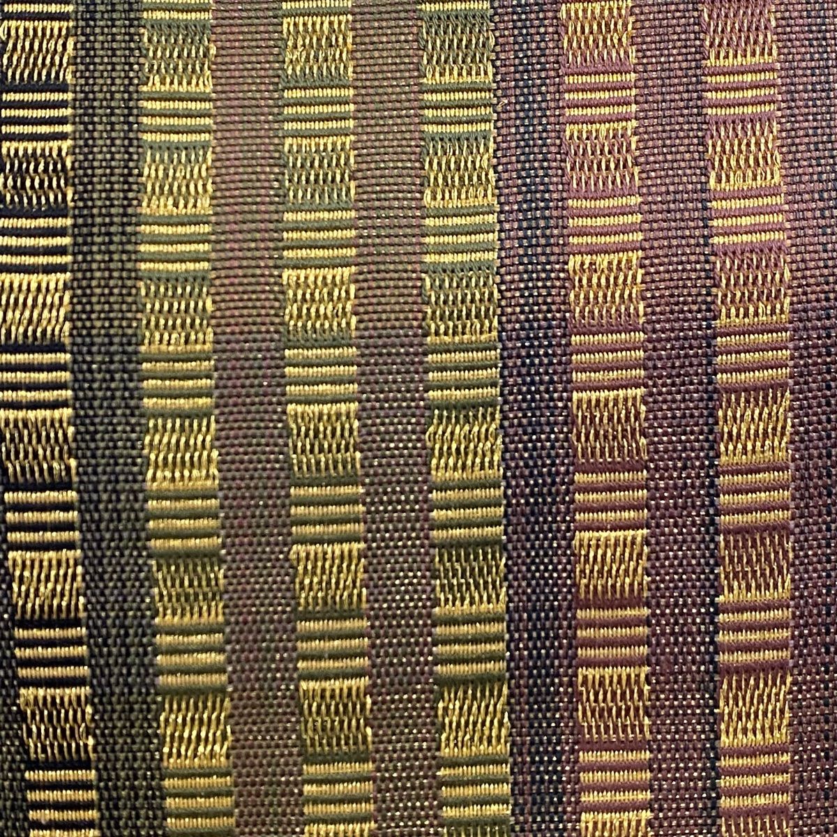 (葉月市❷) No.2463 未使用シリーズ正絹幾何学文様袋帯　超美品 袋帯 美品 秀品 縞 幾何学模様 灰緑 全通 正絹 【中古】 - メルカリ