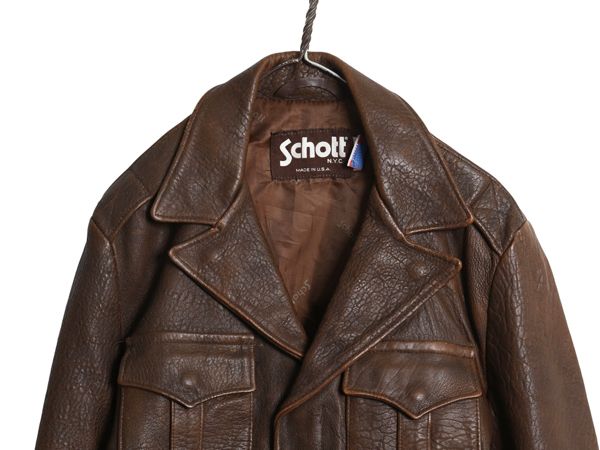 なクーポン配布中! 90s ショット 本革 レザー アイク ジャケット 40 メンズ L 革ジャン イギリス軍 バトルドレス ミリタリー タイプ ショート丈 茶