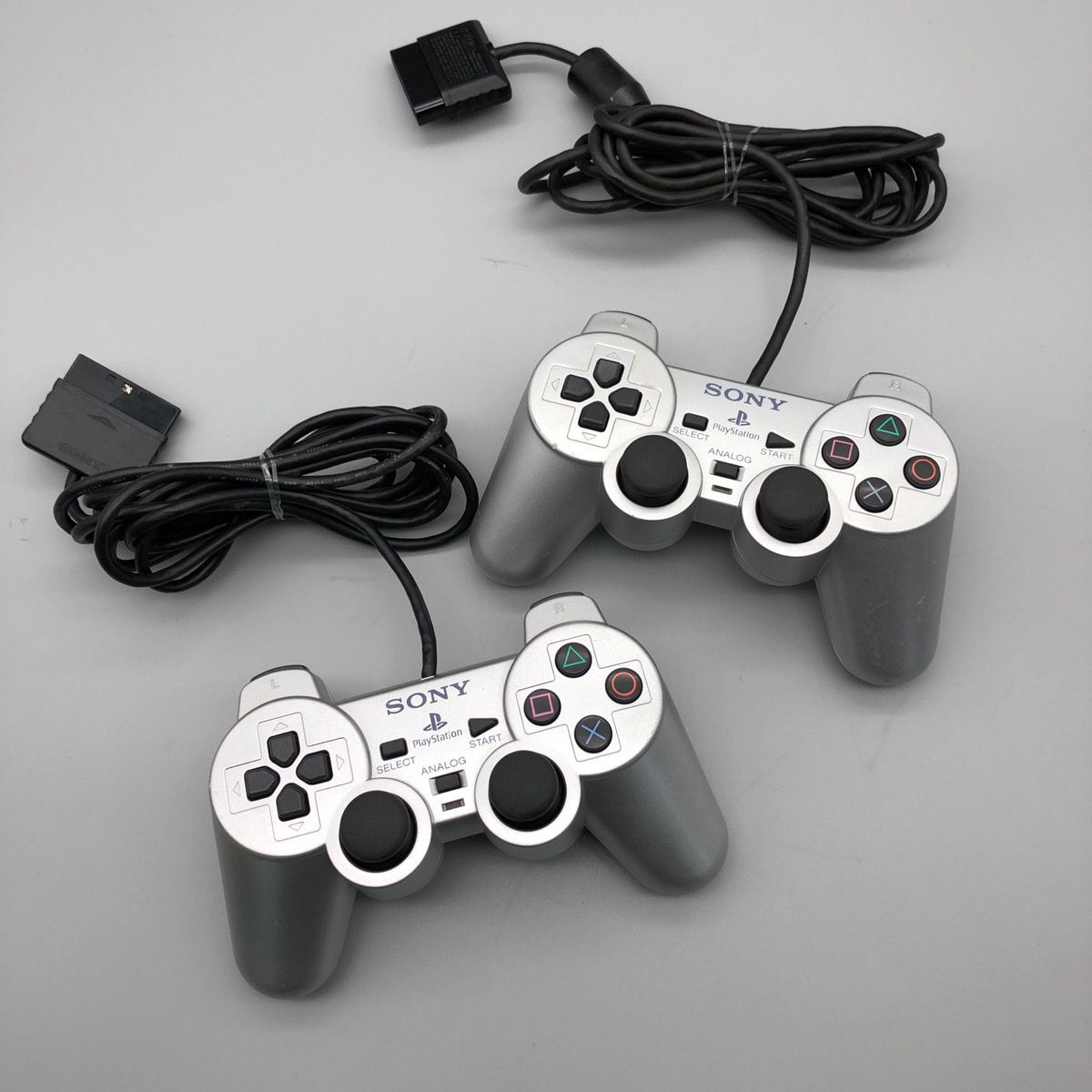 動作確認済】PS2 コントローラー サテンシルバー 2個セット