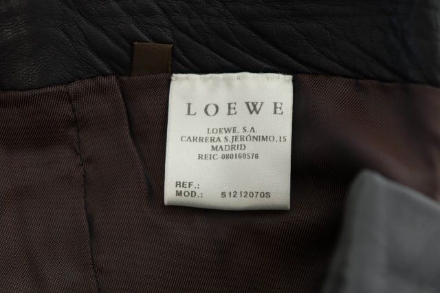 ロエベ LOEWE ヴィンテージ レザー パンツ 38 黒 ブラック ブランド