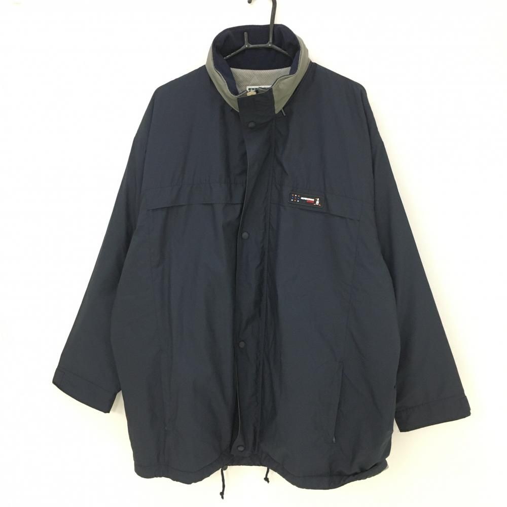 マンシングウェア 中綿ジャケット ネイビー×グレー ロゴワッペン