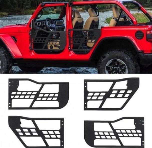ジープ ラングラー JK 2007-2017年4ドア スチールチューブドア 半ドア ミラー付き JL JT対応 外装カスタム