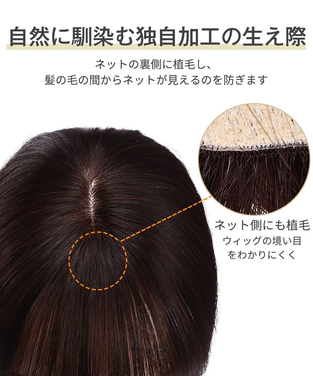 部分ウィッグ 栗色