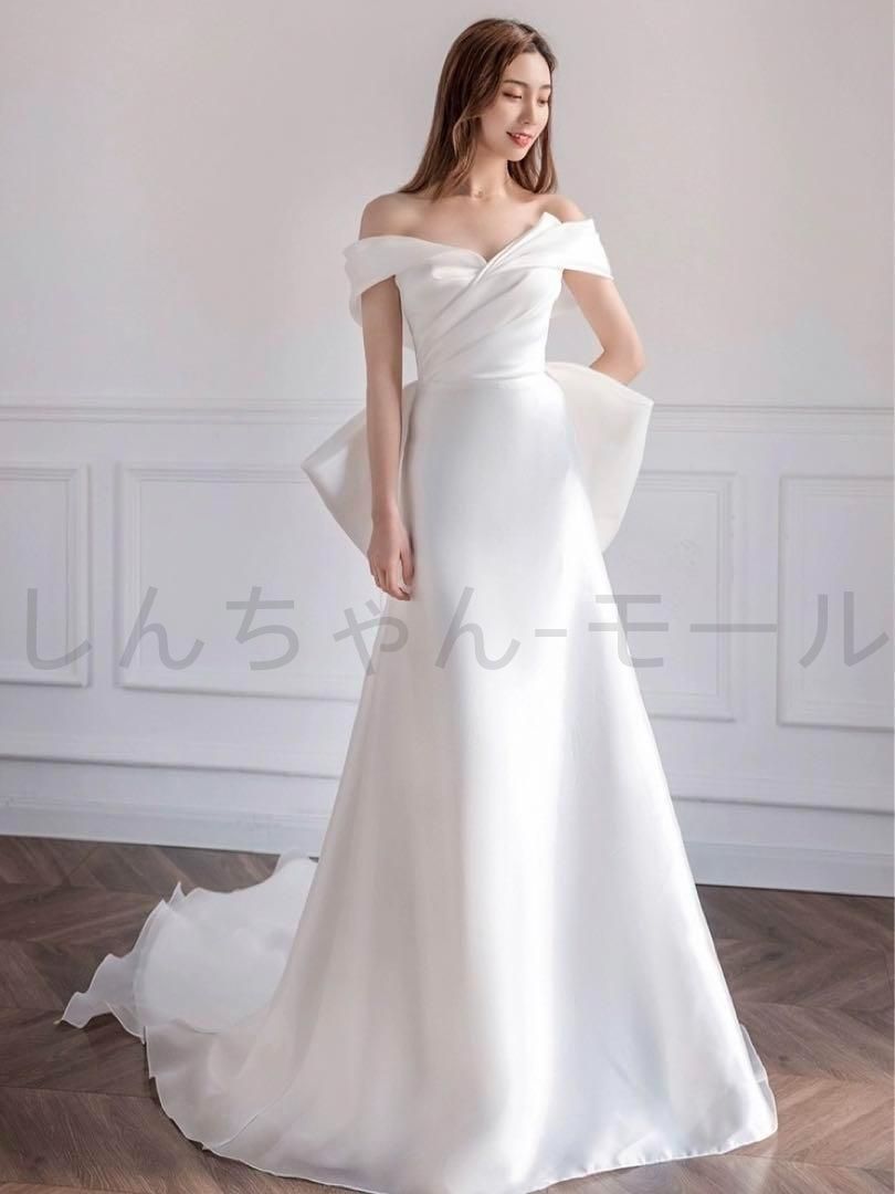 ウェディングドレス 大人なスレンダーライン 結婚式 前撮り ロングドレス