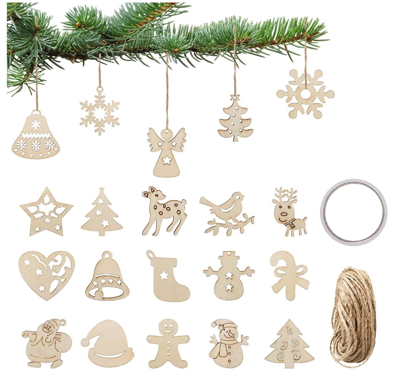 新品 クリスマスツリー オーナメント 飾り 100枚セット 木製 北欧