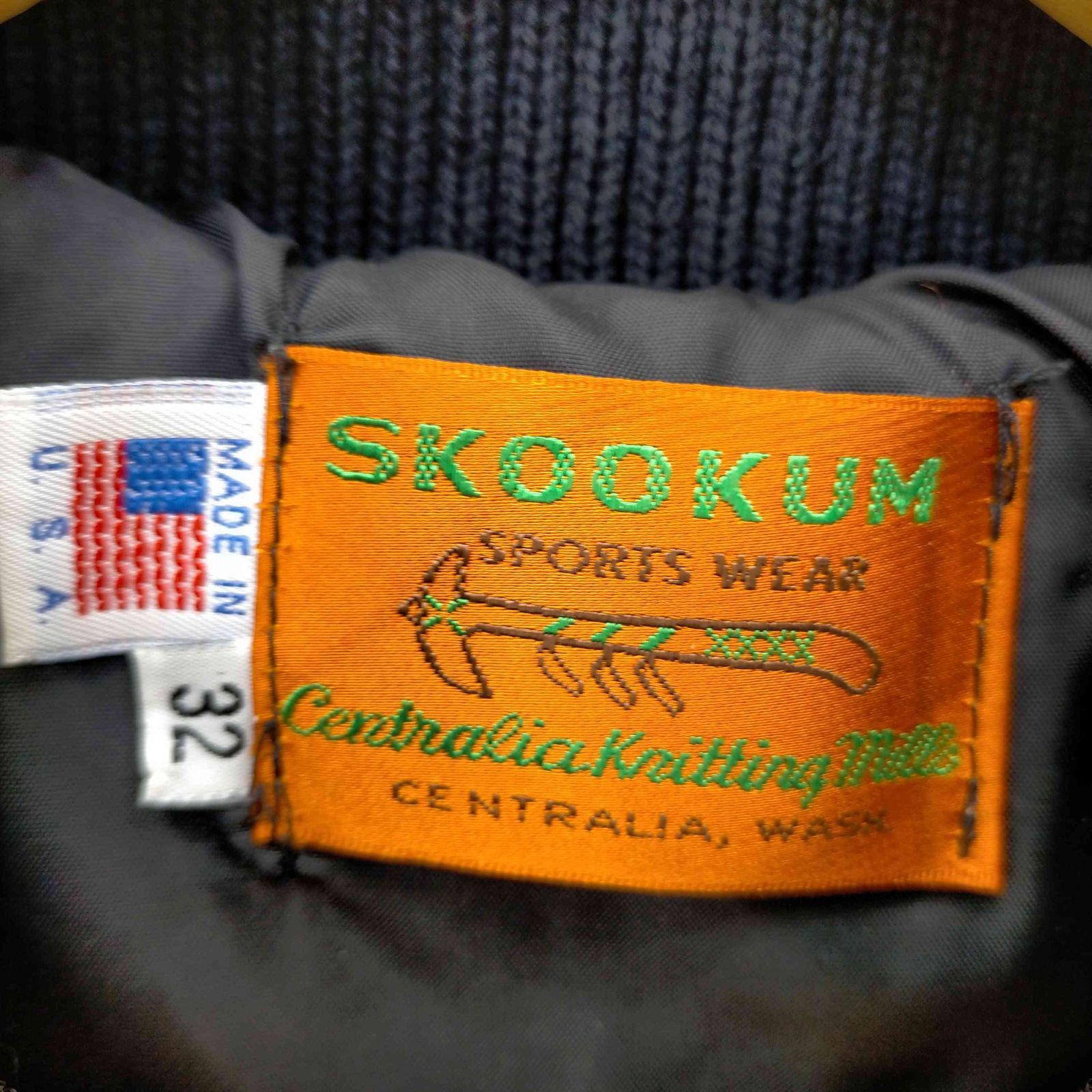 スクーカム SKOOKUM レザー切り替えメルトンスタジャン ダブルジップ