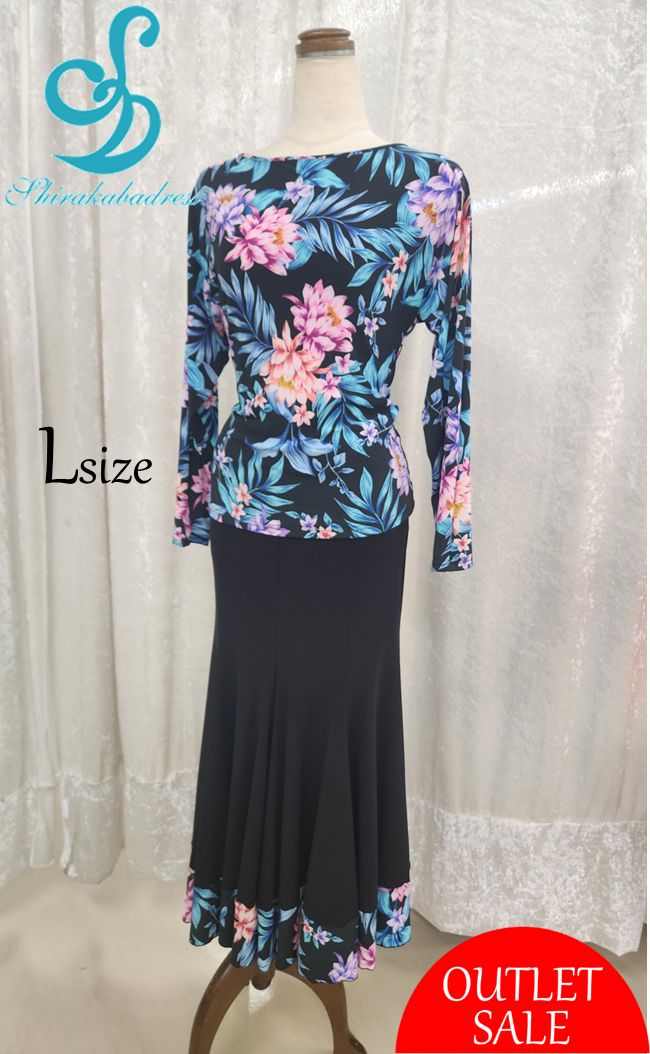 ラスト１点!!! 社交ダンス 白樺ドレス公式 セットアップ Ｌサイズ パーティードレス レッスンウェア