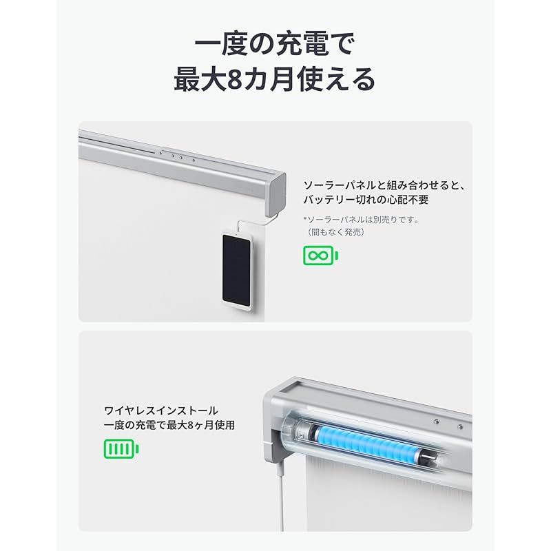 SwitchBot ロールスクリーン 自動開閉 1級遮光 ロールカーテン - 遮音 UVカット ソーラーパネルで充電可能 アレクサ 音声対応 スイッチボット 幅80cm-110cm 幅調整可能 丈220cm ホワイト ロールスクリーン SwitchBot 自動開閉 幅80〜110cm 新品未開封SwitchBot SwitchBotのロールスクリーン・ロールカーテンはどうなの?口コミ