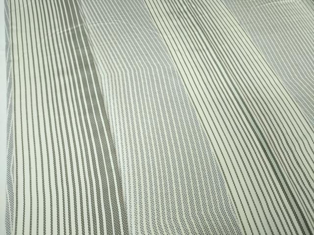 平和屋本店□極上 玉糸つむぎ 単衣 縞 証紙付き 逸品 未使用