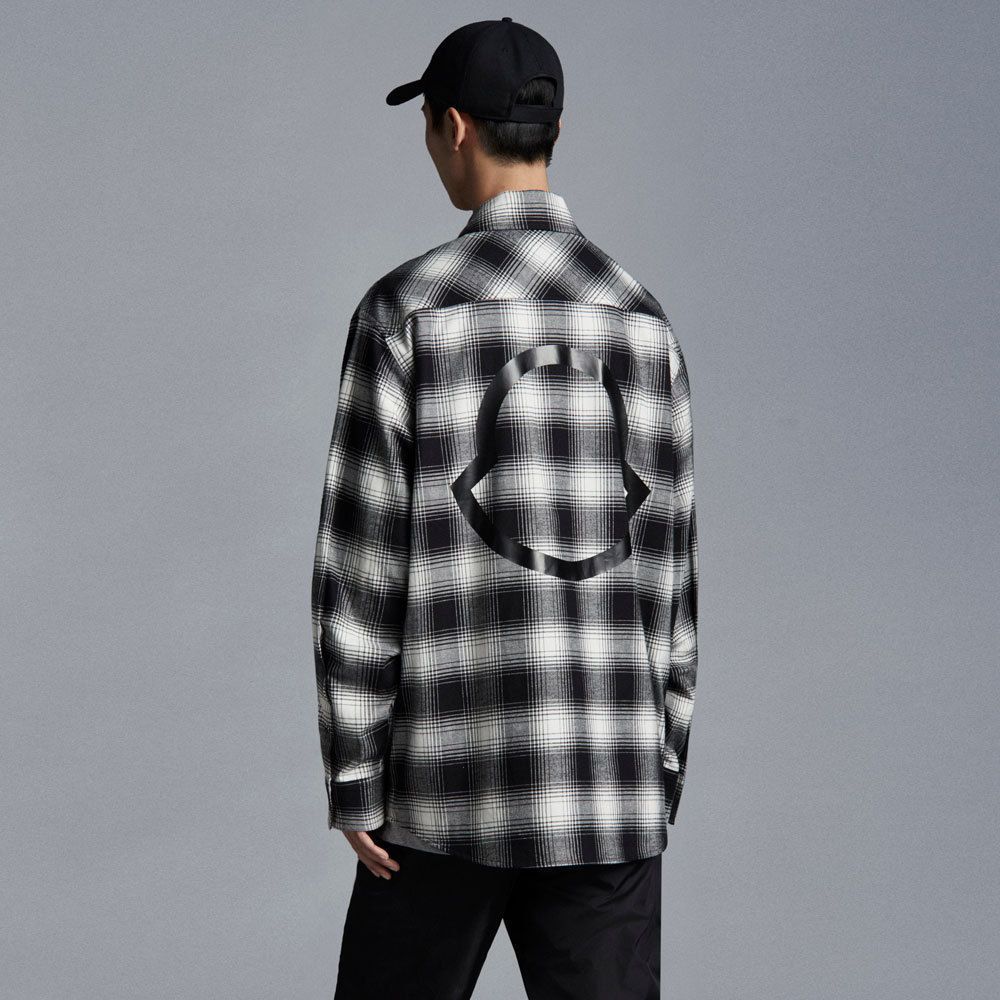 モンクレール MONCLER 長袖チェックシャツ 背面 ビッグロゴ トップス 