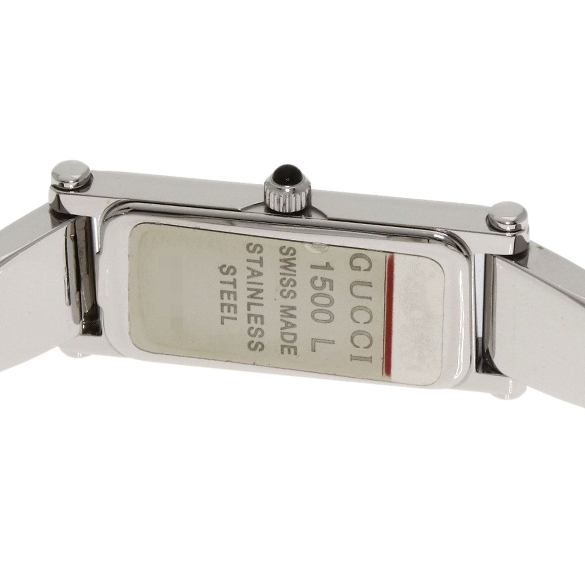 GUCCI グッチ 1500 L スクエアフェイス バングル ピンクシェル 腕時計 SS レディース