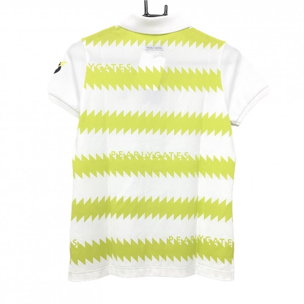 新品】パーリーゲイツ 半袖ポロシャツ 白×イエロー ギザギザボーダー