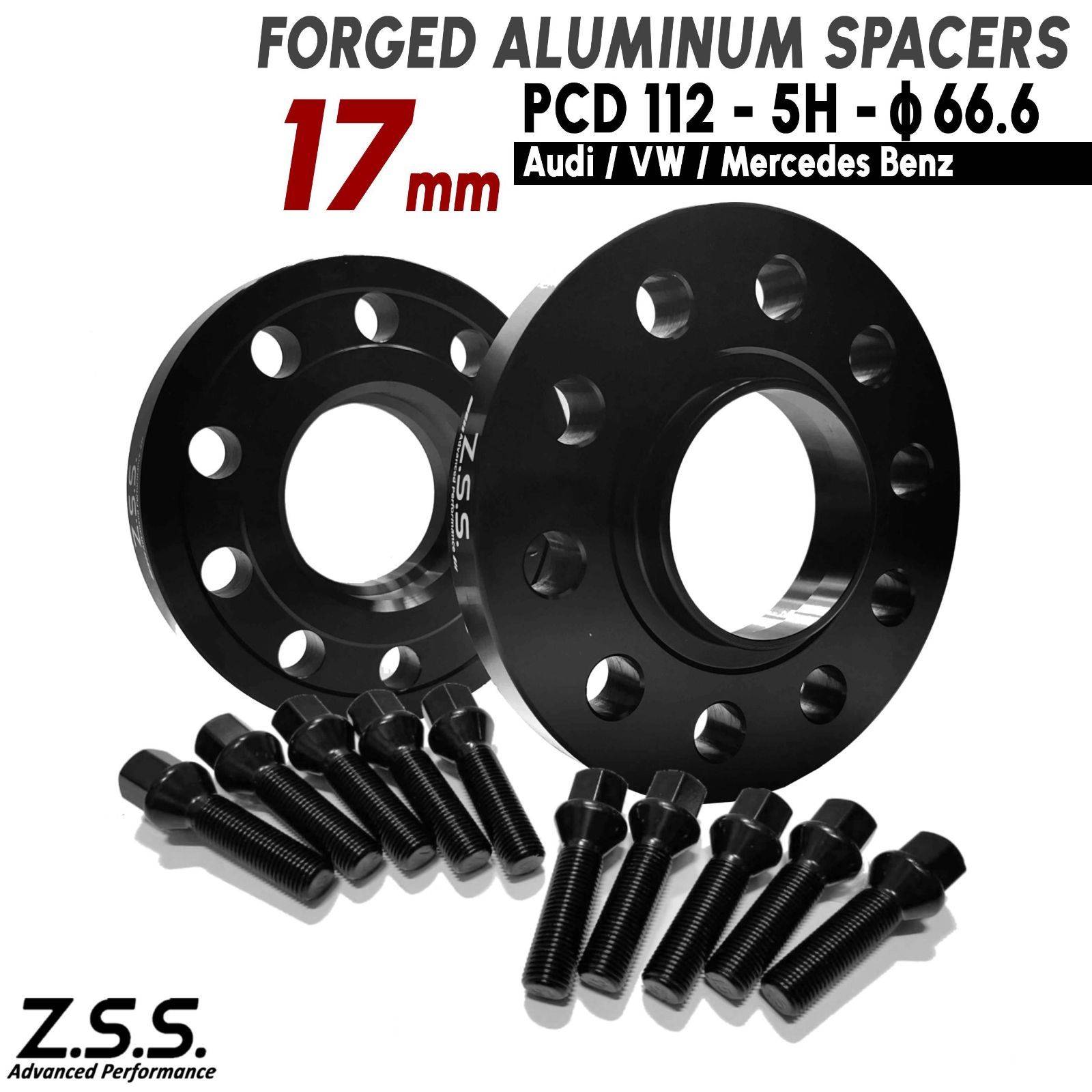 Z.S.S. AP メルセデスベンツ 社外ホイール用 Cクラス W204 W205 W206 C43 C63 AMG スペーサー 17mm 5x112 PCD112 66.6φ テーパーボルト付き