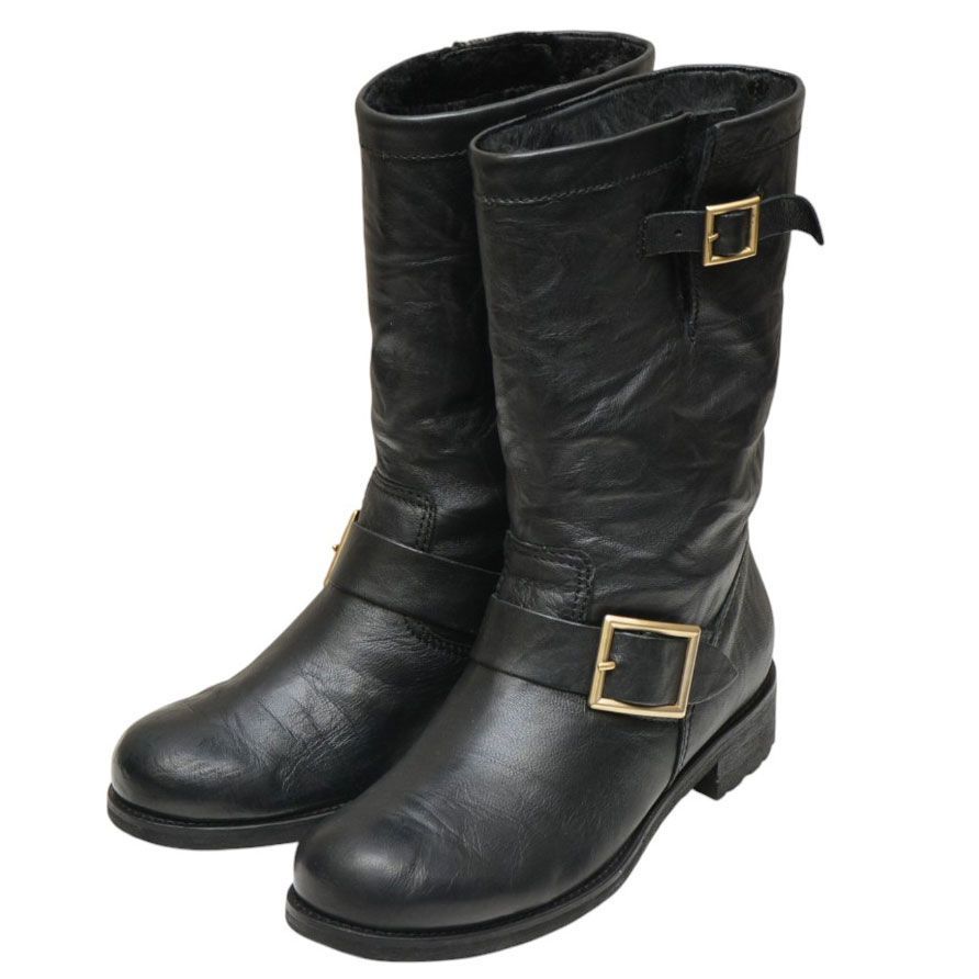 JIMMY CHOO ジミーチュウ BIKER 内ボアエンジニアブーツ 8054000209255