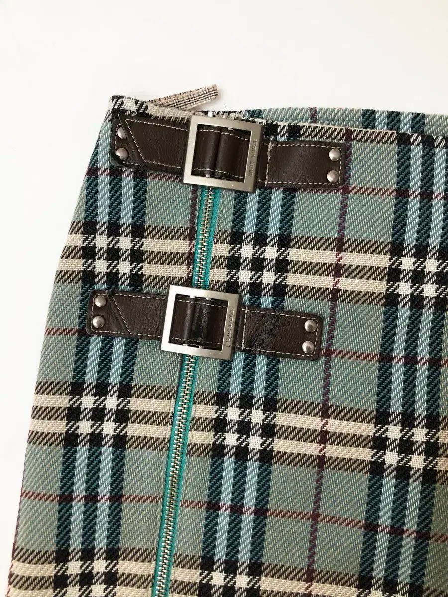 Burberry BURBERRY バーバリー ブルーレーベル ミント チェック ミディ スカート
