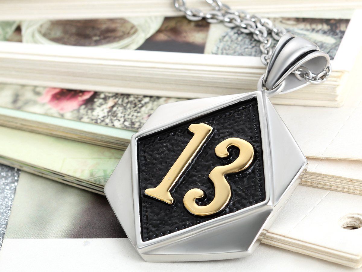 歐米風 ネックレス ファション ステンレス シンプル メンズペンダント 金色 菱形 数字 シルバー Flongo
