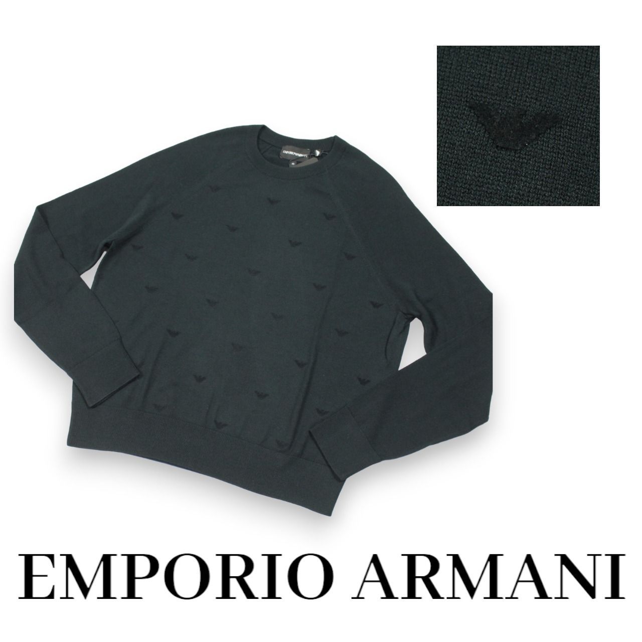 【新品】 EMPORIO ARMANI エンポリオアルマーニレディース クルーネックニットイーグルプリント