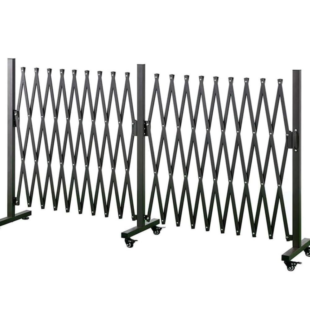 iimono117 アルミ伸縮フェンス キャスター付き シングル 高さ1m×幅3.2m 門扉 エクステリア ゲート 伸縮 アコーディオンフェンス 足 角度 90度回転 L字置き ダブル