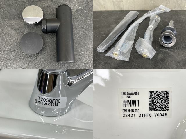 壁掛手洗器 【展示品】 TOTO トートー L30D 立水栓 T205QFRC 手洗いボウル 洗面器 付属品多数 トイレ 住宅設備 【中古】  / 58894