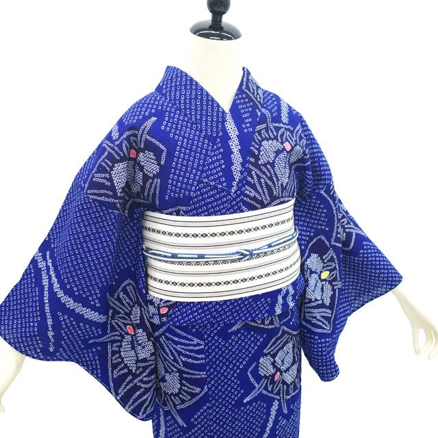 中古】 夏物 本場有松鳴海絞り 浴衣 リサイクル 有松 ゆかた 絞り 木綿