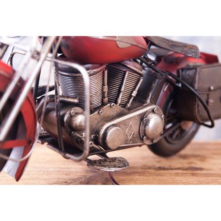 レトロ調 ビンテージカー レッドバイク 置物 オブジェ インテリア