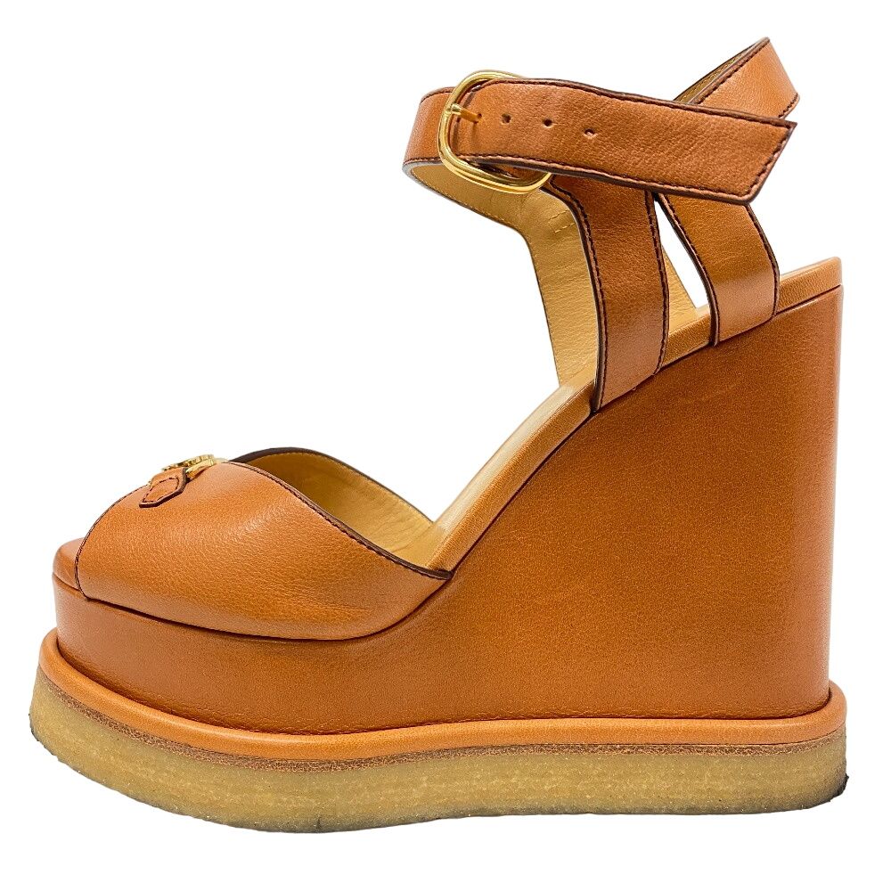 CELINE トリオンフ レザー ウェッジソール サンダル